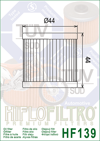 HIFLOFILTRO - FILTRO OLIO - HF139