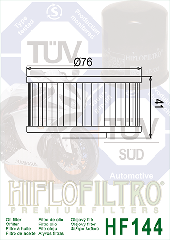 HIFLOFILTRO - FILTRO OLIO - HF144 FILTRO OLIO YAMAHA FZR<91-XJ+XV<91