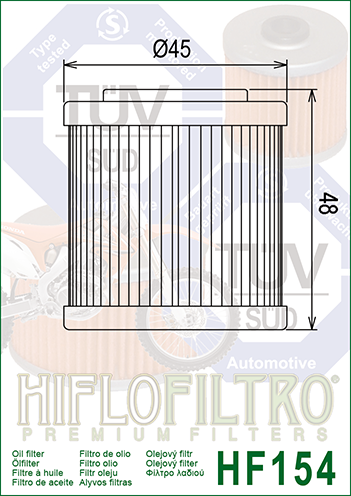 HIFLOFILTRO - FILTRO OLIO - HF154 FILTRO OLIO HUSQY 4T.97>07 TUTTI MOD