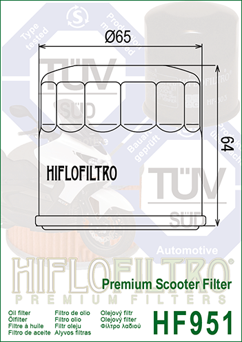 HF951 FILTRO OLIO HONDA SH 300+SILVERWING