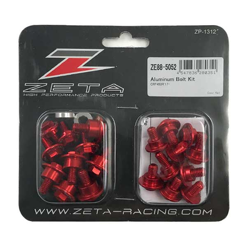 ZETA Aluminum Bolt Set for Plastics CRF250R'18-, CRF450R'17-20, CRF450L/RL'19- Red